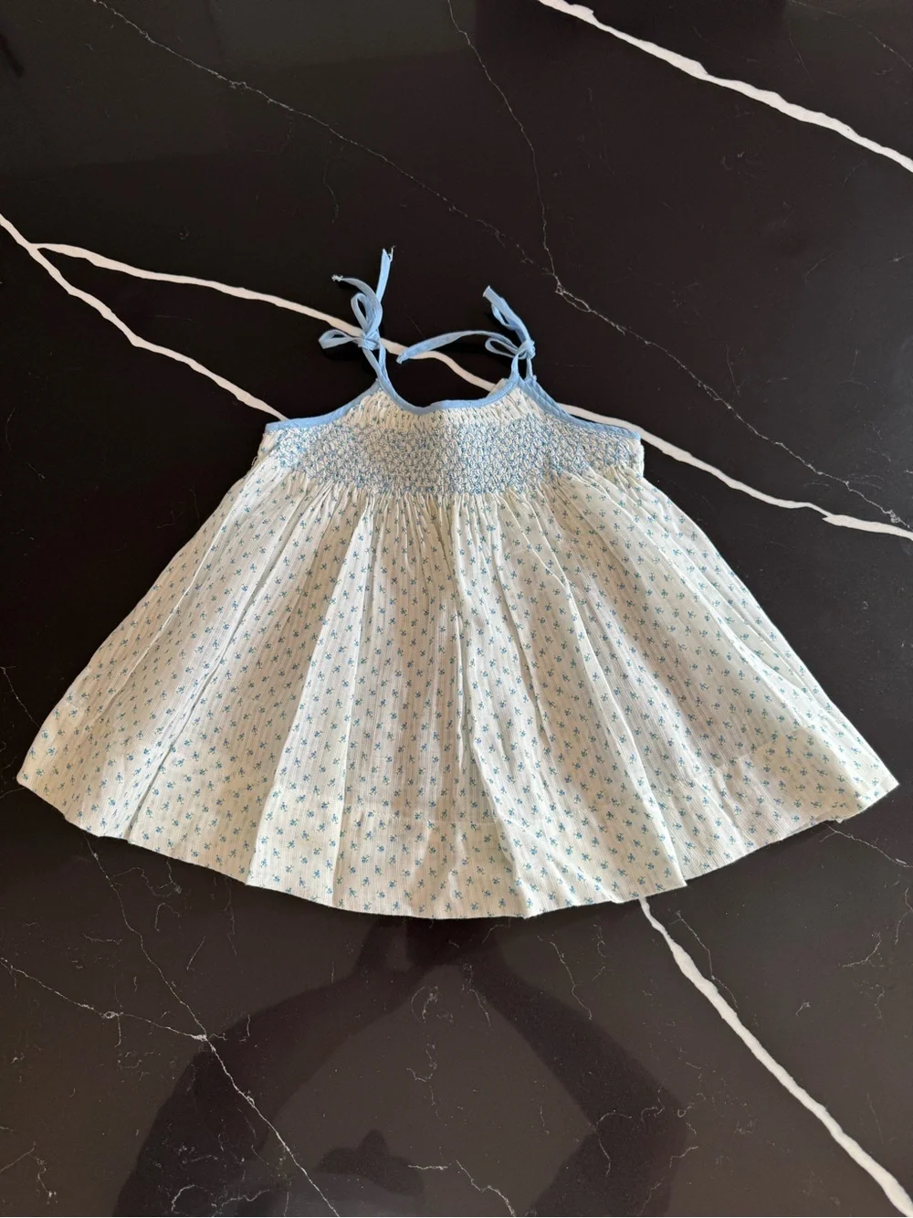 Vintage Girls Light Blue Smocked Sundress